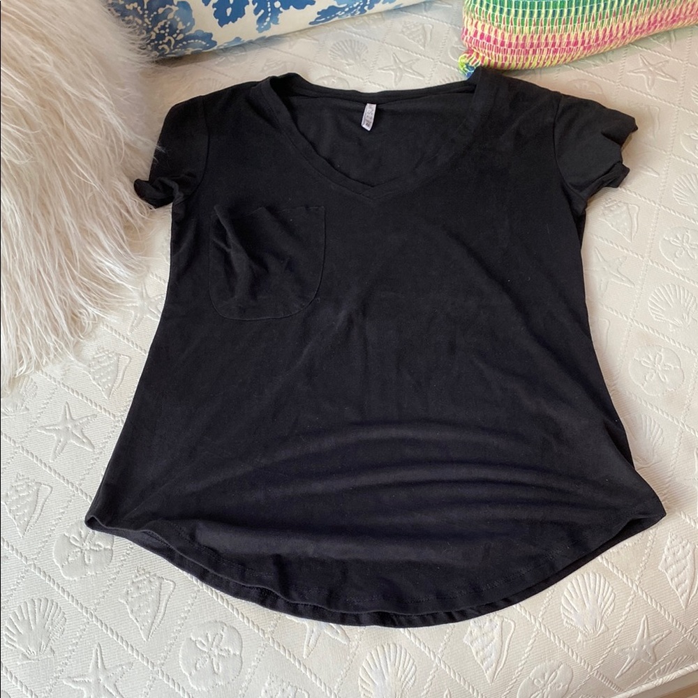 Black V-Neck Women's Top
